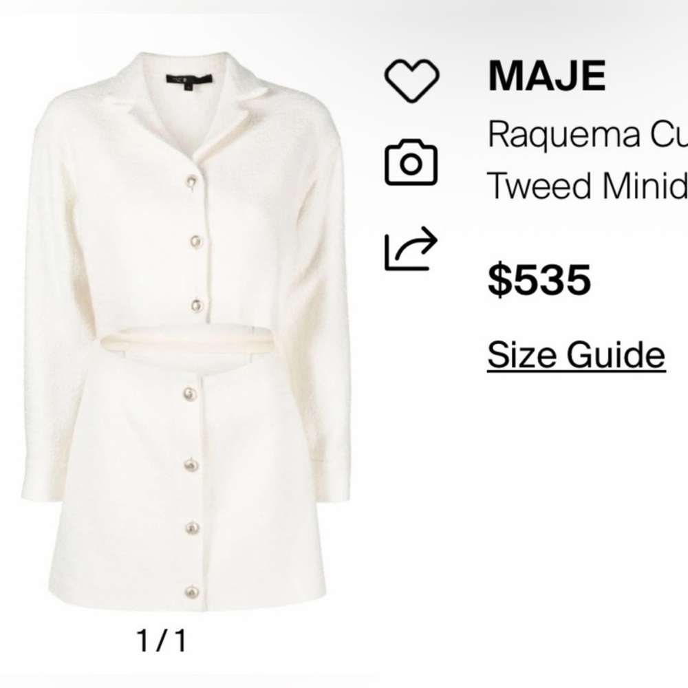 Maje Raquema Textured Tweed Dress Open Front